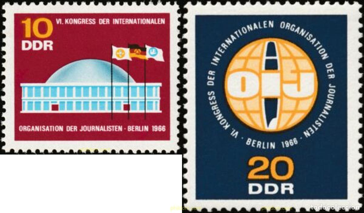 Sellos: 150636 MNH ALEMANIA DEMOCRATICA 1966 6 CONGRESO DE LA ORGANIZACION INTERNACIONAL DE PERIODISTAS EN