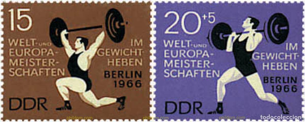 Sellos: 64516 MNH ALEMANIA DEMOCRATICA 1966 CAMPEONATOS DEL MUNDO DE HALTEROFILIA EN BERLIN