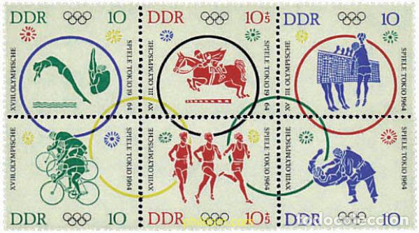 Sellos: 9256 MNH ALEMANIA DEMOCRATICA 1964 18 JUEGOS OLIMPICOS VERANO TOKIO 1964