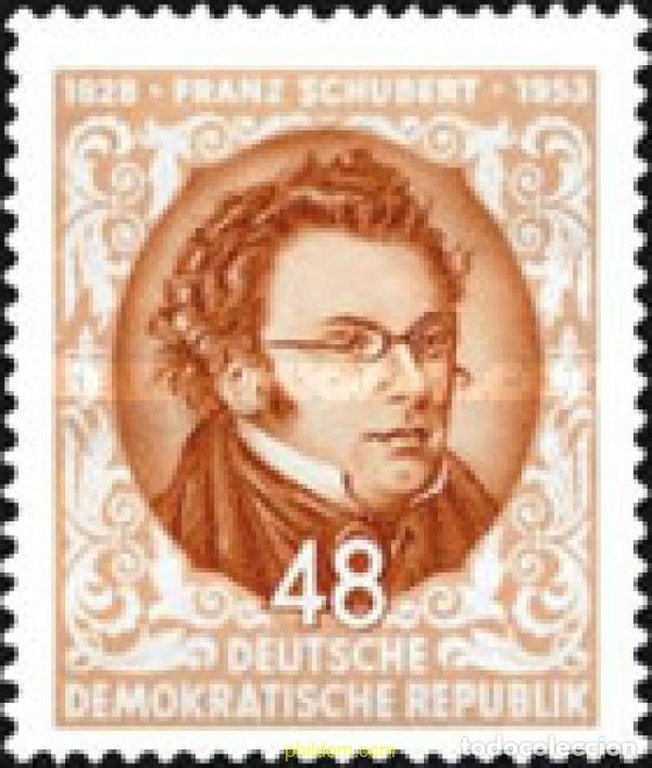 Sellos: 793307 HINGED ALEMANIA DEMOCRATICA 1953 125 ANIVERSARIO DE LA MUERTE DE FRANZ SCHUBERT