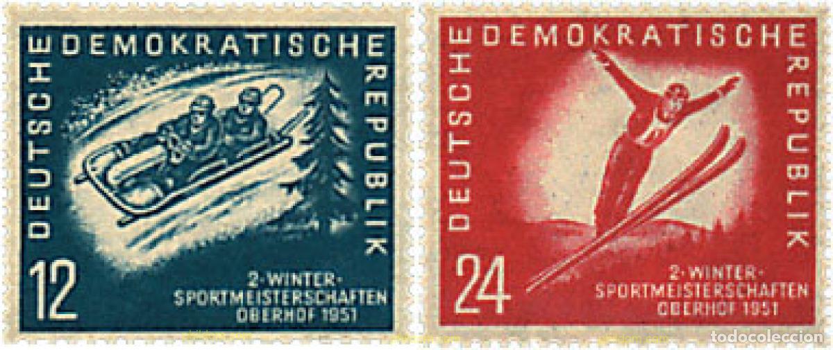 Sellos: 580833 HINGED ALEMANIA DEMOCRATICA 1951 2 CAMPEONATO DEPORTIVO DE INVIERNO EN OBERHOF