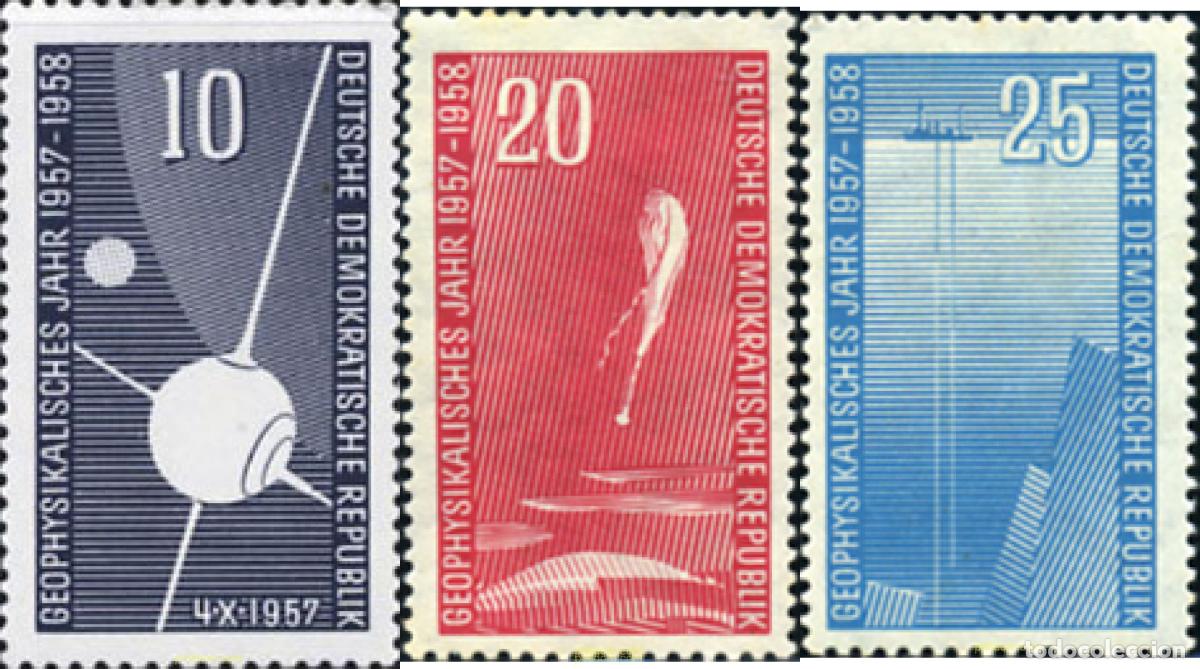 Sellos: 150513 MNH ALEMANIA DEMOCRATICA 1957 A&Ntilde;O GEOFISICO INTERNACIONAL.