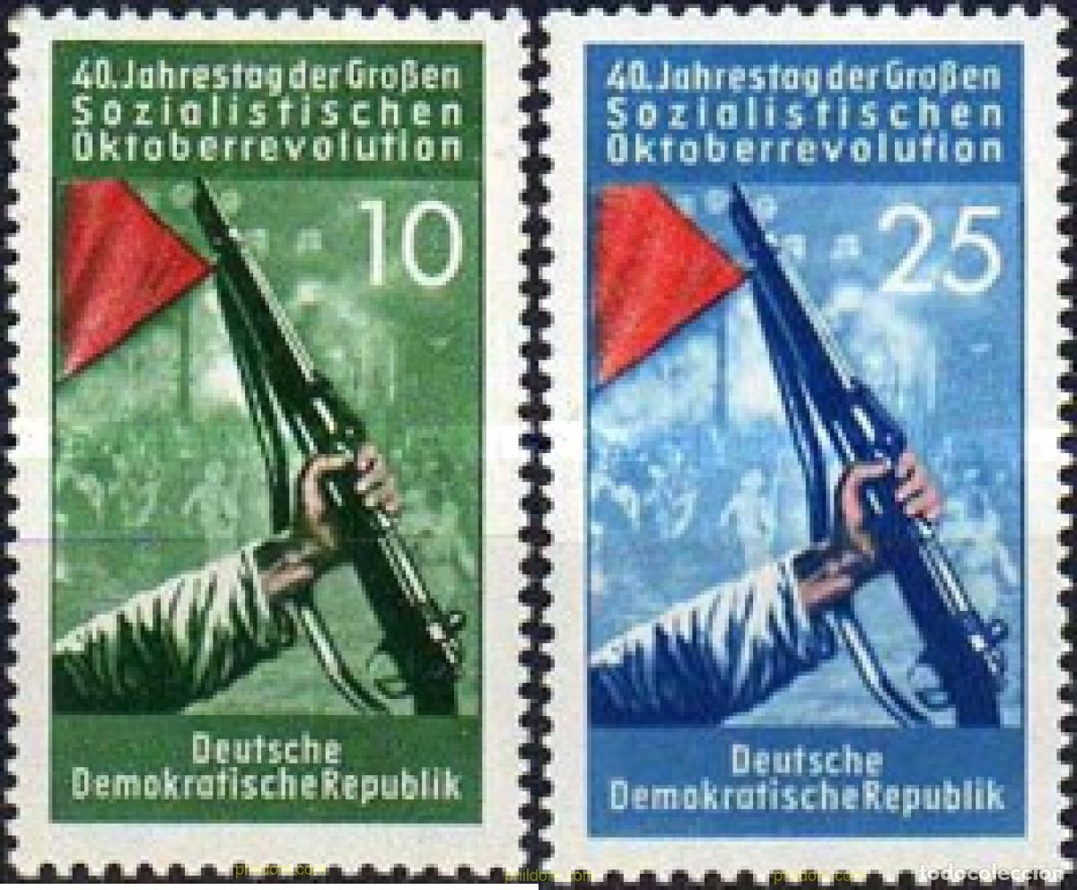 Sellos: 150512 MNH ALEMANIA DEMOCRATICA 1957 40 ANIVERSARIO DE LA REVOLUCION SOCIALISTA DE OCTUBRE