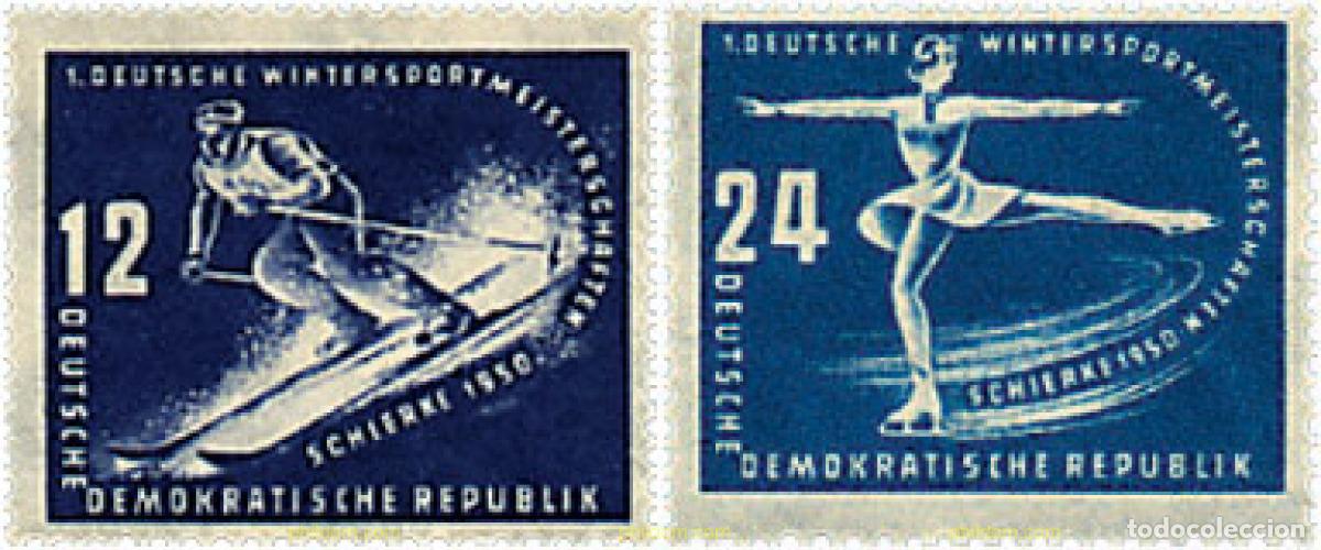 Sellos: 64442 MNH ALEMANIA DEMOCRATICA 1950 1 CAMPEONATO DEPORTIVO DE INVIERNO EN SCHIERKE