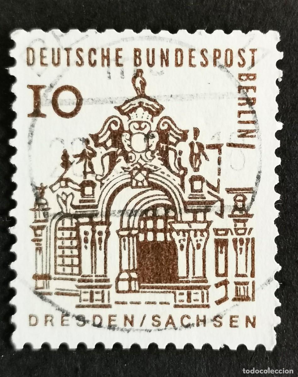 Sellos: Sello Alemania Berl&iacute;n 1965, Pabell&oacute;n mural del Zwinger de Dresde, 10 Pf Michel: DE-BE 242a