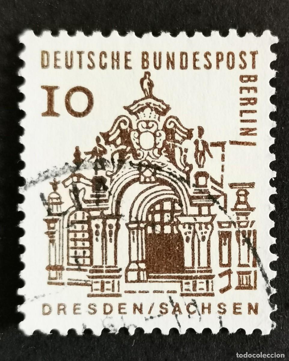 Sellos: Sello Alemania Berl&iacute;n 1965, Pabell&oacute;n mural del Zwinger de Dresde, 10 Pf Michel: DE-BE 242a