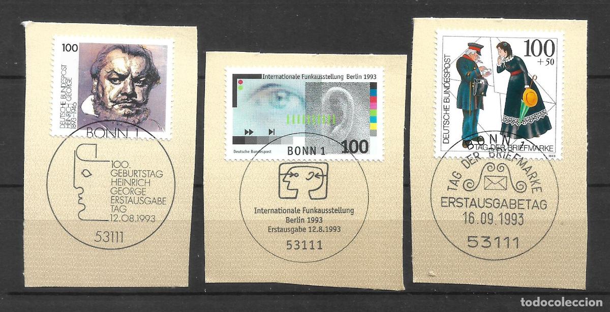 Sellos: alemania 1993 michel 1689/1690+1692 usado - 11/6
