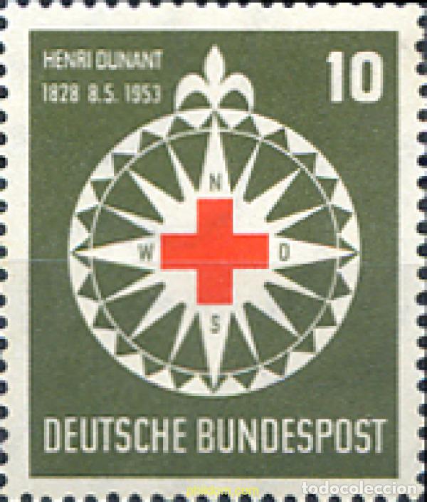 Sellos: 692896 HINGED ALEMANIA FEDERAL 1953 125 ANIVERSARIO DEL NACIMIENTO DE HENRI DUNANT