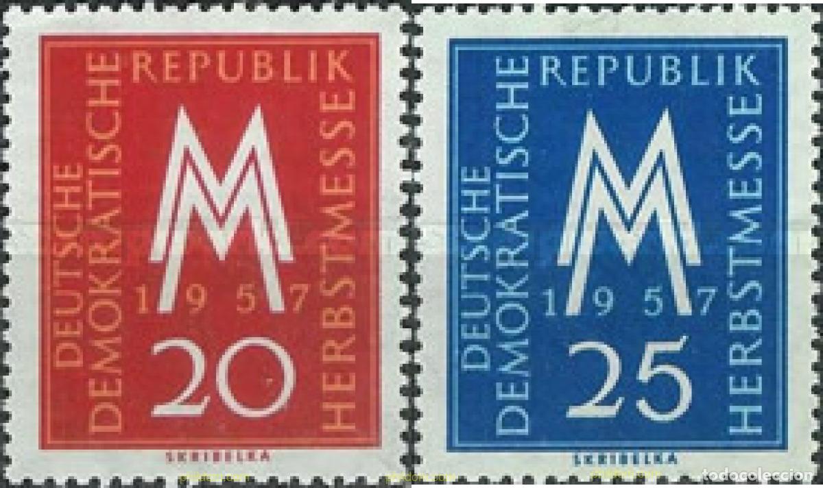 Sellos: 150509 MNH ALEMANIA DEMOCRATICA 1957 FERIA DE OTO&Ntilde;O DE LEIPZIG
