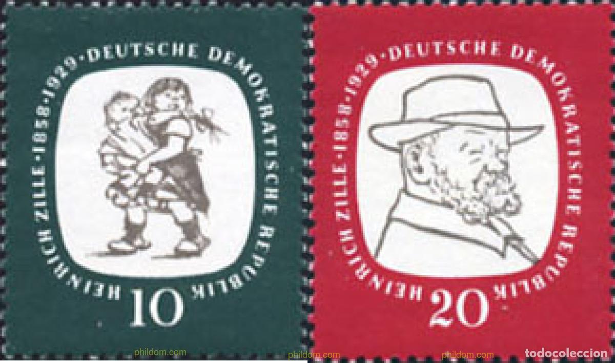 Sellos: 150522 MNH ALEMANIA DEMOCRATICA 1958 CENTENARIO DEL NACIMIENTO DE HEINRICH ZILLE