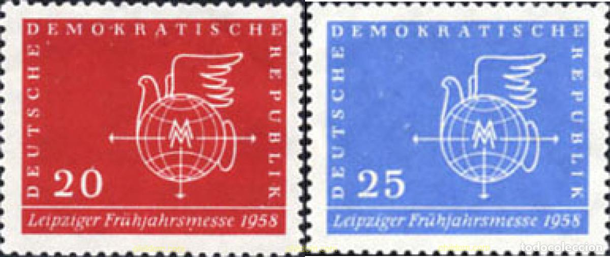 Sellos: 150520 MNH ALEMANIA DEMOCRATICA 1958 FERIA DE PRIMAVERA DE LEIPZIG