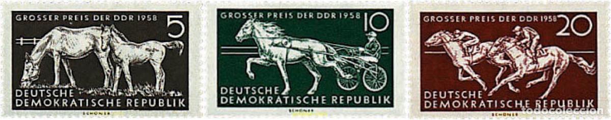 Sellos: 64464 MNH ALEMANIA DEMOCRATICA 1958 GRAN PREMIO HIPICO EN ALEMANIA ORIENTAL.