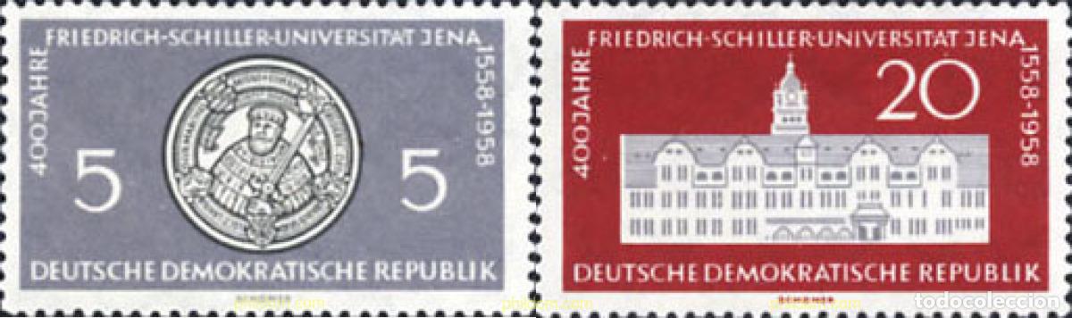 Sellos: 150529 MNH ALEMANIA DEMOCRATICA 1958 400 ANIVERSARIO DE LA UNIVERSIDAD FRIEDRICH SCHILLER