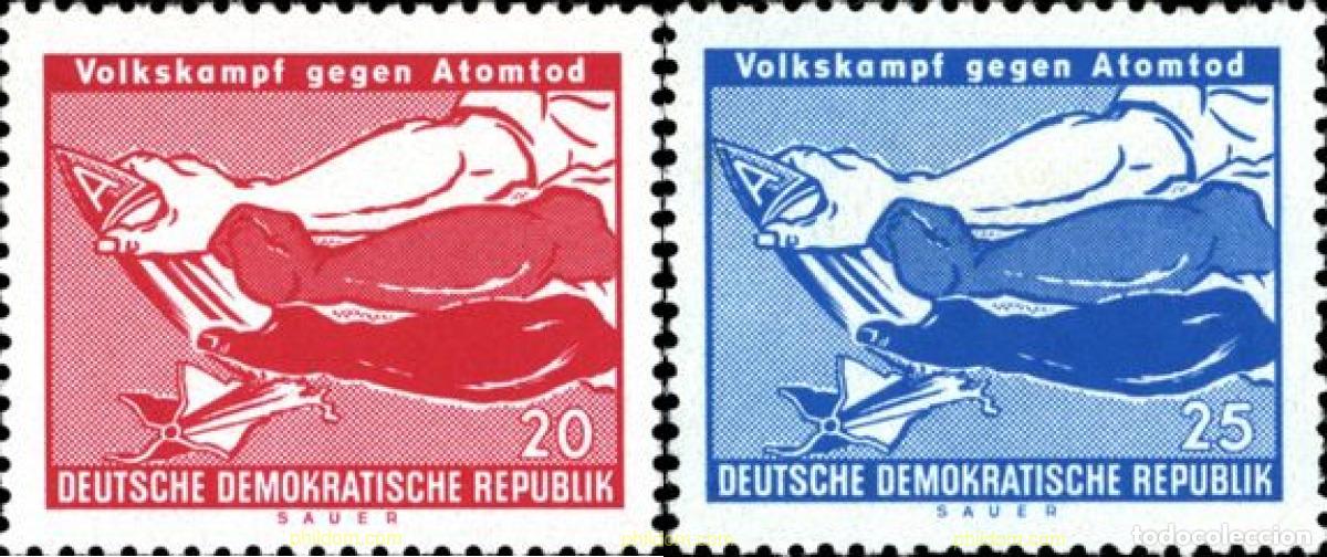 Sellos: 150531 MNH ALEMANIA DEMOCRATICA 1958 LUCHA CONTRA LA MUERTE ATOMICA