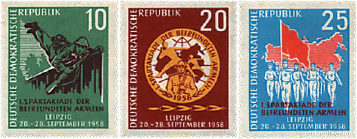 Sellos: 64462 MNH ALEMANIA DEMOCRATICA 1958 1 SPARTAKIADA MILITAR EN LEIPZIG