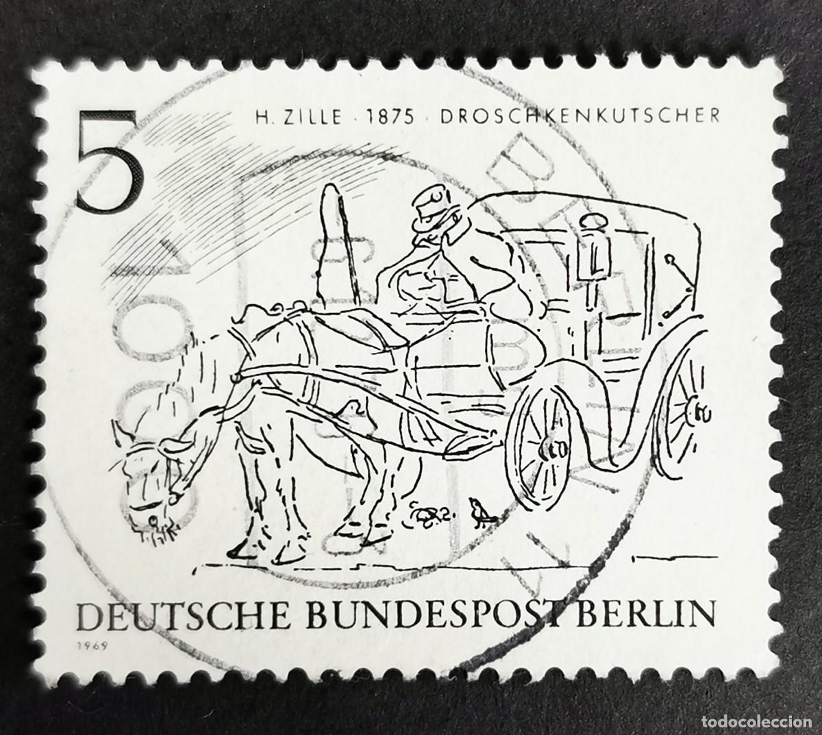 Sellos: Sello Alemania Berl&iacute;n 1969, &rdquo;El cochero&rdquo; (H. Zille, 1875), 5 Pf Michel: DE-BE 330