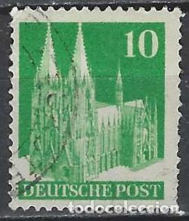Sellos: ALEMANIA 1948 - ZONA BRIT&Aacute;NICA-AMERICANA, EDIFICIOS, CATEDRAL DE COLONIA - USADO