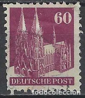 Sellos: ALEMANIA 1948 - ZONA BRIT&Aacute;NICA-AMERICANA, EDIFICIOS, CATEDRAL DE COLONIA - USADO