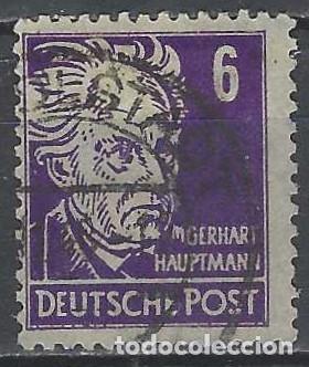 Sellos: ALEMANIA 1948 - ZONA SOVI&Eacute;TICA, PERSONAJES, GERHART HAUPTMANN - USADO
