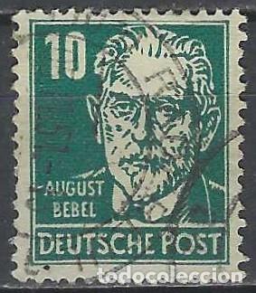 Sellos: ALEMANIA 1948 - ZONA SOVI&Eacute;TICA, PERSONAJES, AUGUST BEBEL - USADO