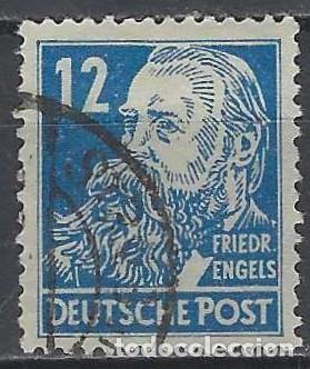 Sellos: ALEMANIA 1948 - ZONA SOVI&Eacute;TICA, PERSONAJES, FRIEDRICH ENGELS - USADO