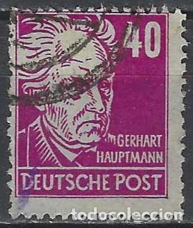 Sellos: ALEMANIA 1948 - ZONA SOVI&Eacute;TICA, PERSONAJES, GERHART HAUPTMANN - USADO