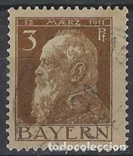 Sellos: BAVIERA 1911 - 90&ordm; ANIV. DEL PR&Iacute;NCIPE LUITPOLD, MARR&Oacute;N - USADO