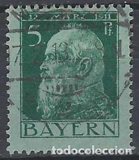 Sellos: BAVIERA 1911 - 90&ordm; ANIV. DEL PR&Iacute;NCIPE LUITPOLD, VERDE - USADO