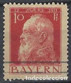 Sellos: BAVIERA 1911 - 90&ordm; ANIV. DEL PR&Iacute;NCIPE LUITPOLD, ROJO - USADO