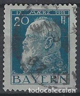 Sellos: BAVIERA 1911 - 90&ordm; ANIV. DEL PR&Iacute;NCIPE LUITPOLD, AZUL - USADO