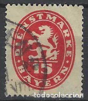 Sellos: BAVIERA 1920 - SERVICIO GUBERNAMENTAL, ESCUDO DE ARMAS, ROJO - USADO