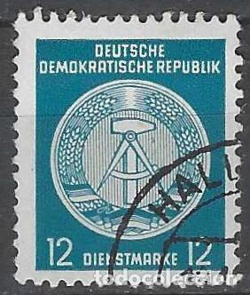 Sellos: ALEMANIA RDA/DDR 1954 - S.OFICIALES, ESCUDO DE ARMAS, AZUL COBALTO - USADO