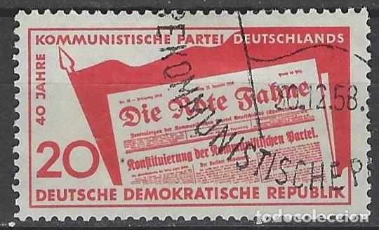 Sellos: ALEMANIA RDA/DDR 1958 - 40&ordm; ANIV. DEL PARTIDO COMUNISTA ALEM&Aacute;N - USADO