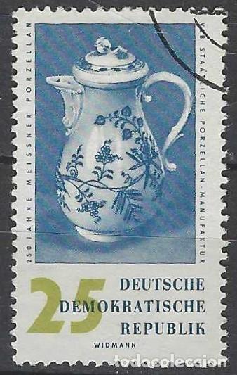 Sellos: ALEMANIA RDA/DDR 1960 - 250&ordm; ANIV, DE LA F&Aacute;BRICA DE PORCELANA DE MEISSEN, CAFETERA - USADO