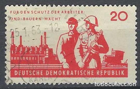 Sellos: ALEMANIA RDA/DDR 1962 - HOMENAJE A LAS FUERZAS ARMADAS, SOLDADO Y OBRERO - USADO