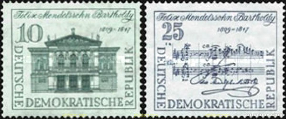 Sellos: 150542 MNH ALEMANIA DEMOCRATICA 1959 150 ANIVERSARIO DEL NACIMIENTO DEL COMPOSITOR FELIX MENDELSSOH