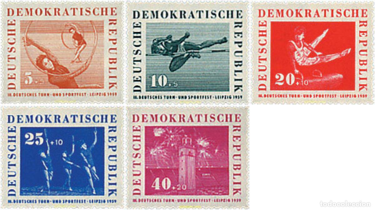 Sellos: 64466 MNH ALEMANIA DEMOCRATICA 1959 3 FESTIVAL ATLETICO Y DEPORTIVO EN LEIPZIG.