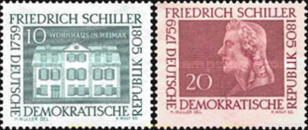 Sellos: 150554 MNH ALEMANIA DEMOCRATICA 1959 BICENTENARIO DEL NACIMIENTO DE FRIEDRICH SCHILLER