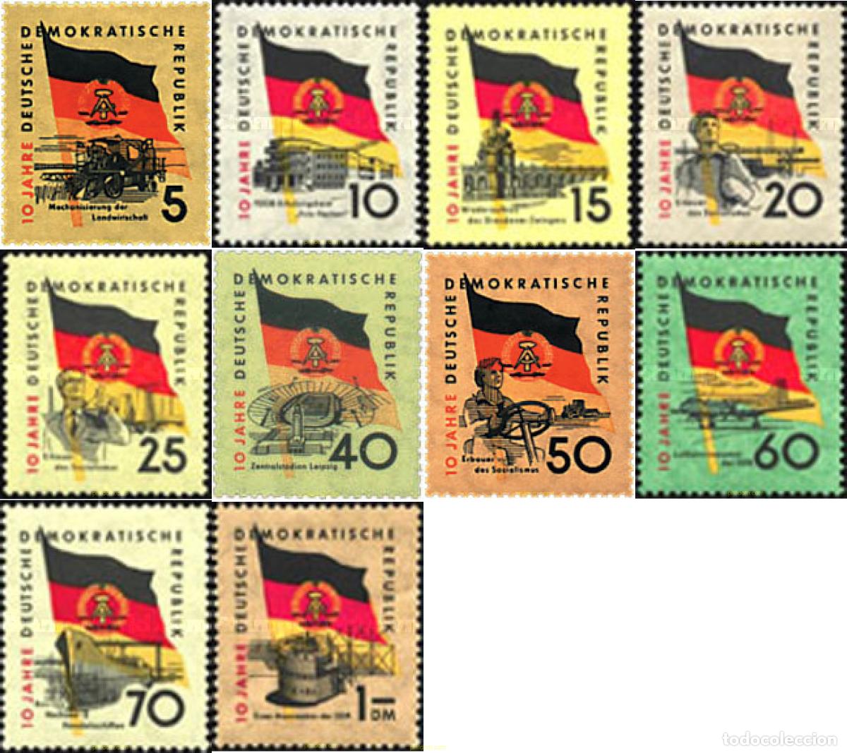 Sellos: 39854 MNH ALEMANIA DEMOCRATICA 1959 10 ANIVERSARIO DE LA REPUBLICA DEMOCRATICA