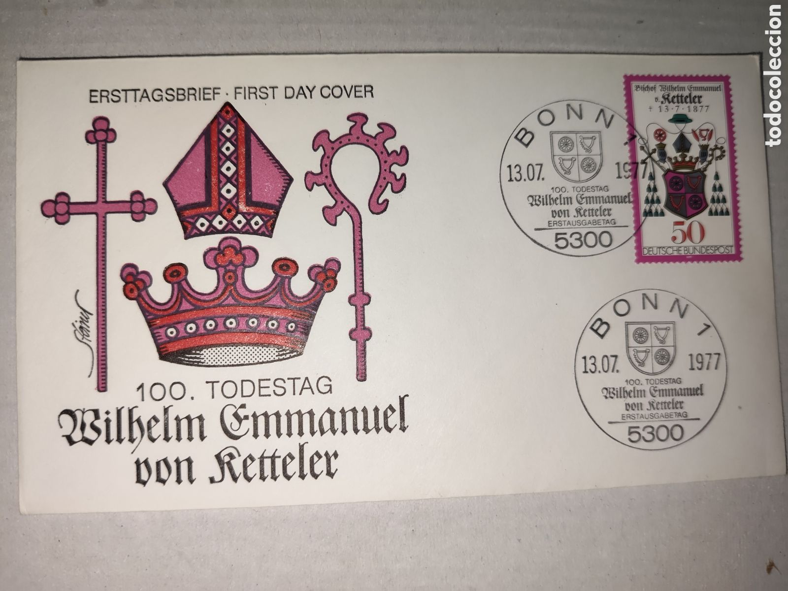 Sellos: Sobre con sello de Alemania Federal con sello escudo de armas de Wilhelm 1977