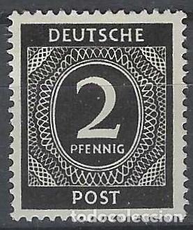 Sellos: ALEMANIA 1946 - ZONA DE OCUPACI&Oacute;N ALIADA, CIFRAS, NEGRO - MSG