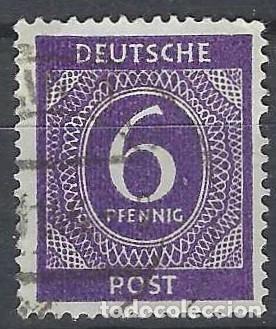Sellos: ALEMANIA 1946 - ZONA DE OCUPACI&Oacute;N ALIADA, CIFRAS, VIOLETA - USADO
