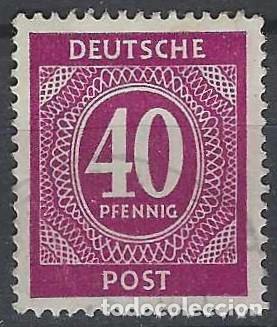 Sellos: ALEMANIA 1946 - ZONA DE OCUPACI&Oacute;N ALIADA, CIFRAS, P&Uacute;RPURA ROJIZO - USADO