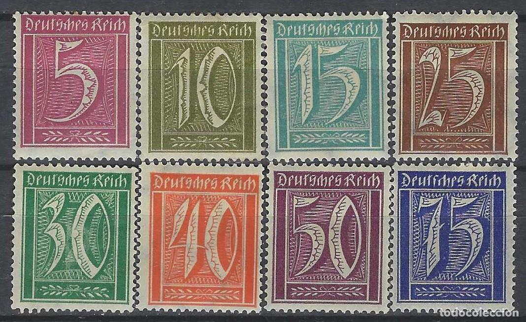 Sellos: ALEMANIA 1921 - SERIE B&Aacute;SICA, CIFRAS, S.COMPLETA - MH*