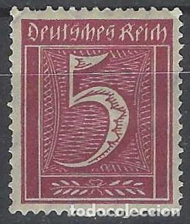 Sellos: ALEMANIA 1921-22 - SERIE B&Aacute;SICA, CIFRAS, ROJO P&Uacute;RPURA - MH*
