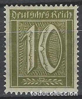 Sellos: ALEMANIA 1921-22 - SERIE B&Aacute;SICA, CIFRAS, OLIVA - MH*