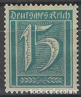 Sellos: ALEMANIA 1921-22 - SERIE B&Aacute;SICA, CIFRAS, AZUL VERDOSO - MH*