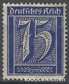 Sellos: ALEMANIA 1921-22 - SERIE B&Aacute;SICA, CIFRAS, AZUL MARINO - MH*