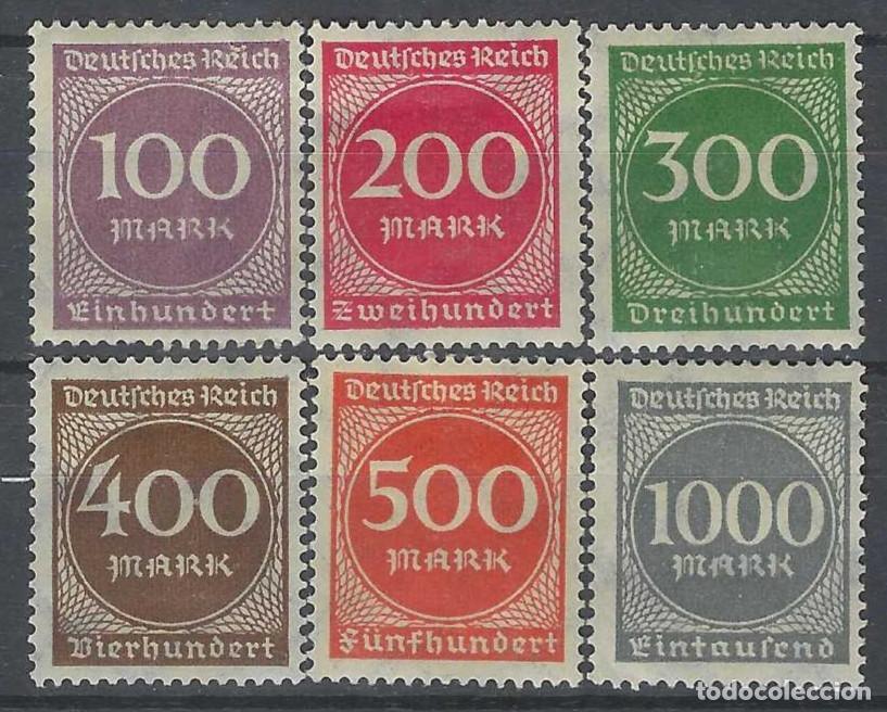 Sellos: ALEMANIA 1923 - SERIE B&Aacute;SICA, CIFRAS, S.COMPLETA - MH*