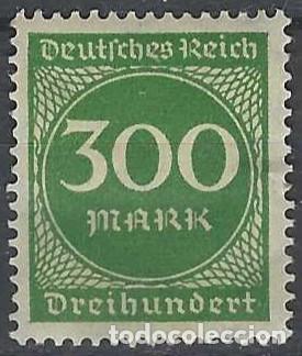 Sellos: ALEMANIA 1923 - SERIE B&Aacute;SICA, CIFRAS, VERDE - MH*